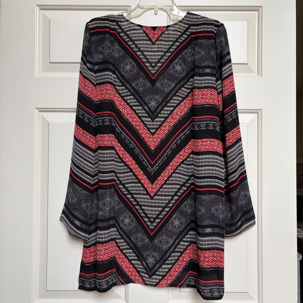 ZOZO Womens Tassel‎ V-Neck Tunic Top New Modern Boho Geometric Resort Chic Flowy - Picture 12 of 16